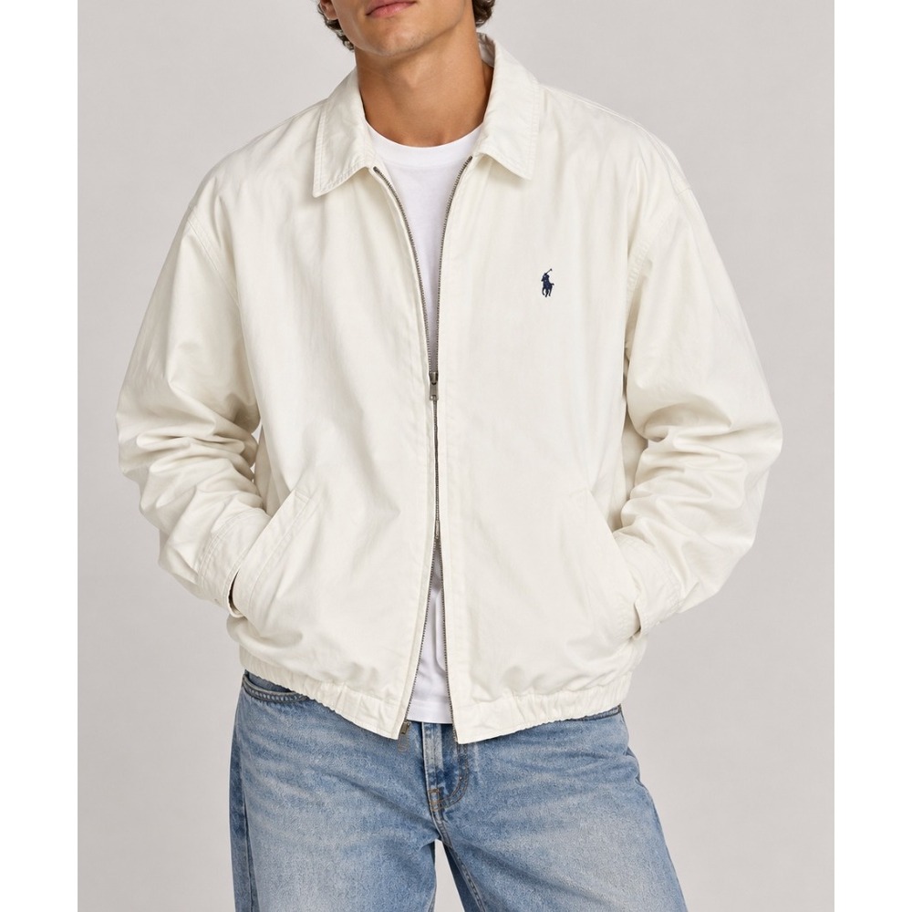 Polo Ralph Lauren Vtg Mens Harrington Jacket Off White Cream Cotton Twill Large